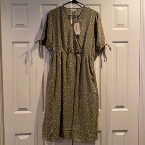 Sage Polka Dot Midi Dress